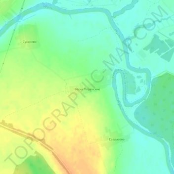 Mapa topográfico Вёски Поречские, altitud, relieve