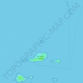 Mapa topográfico Île de Brunec, altitud, relieve