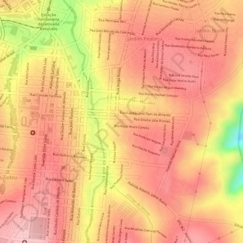 Mapa topográfico Praça Menino Deus, altitud, relieve