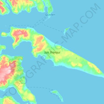 Mapa topográfico Isla Tranqui, altitud, relieve
