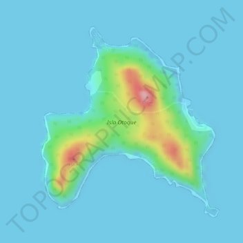 Mapa topográfico Isla Otoque, altitud, relieve