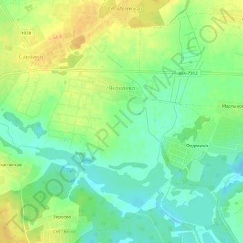 Mapa topográfico Яковлево, altitud, relieve