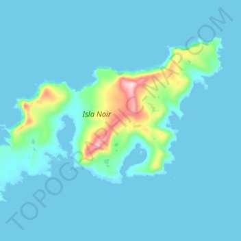Mapa topográfico Isla Noir, altitud, relieve