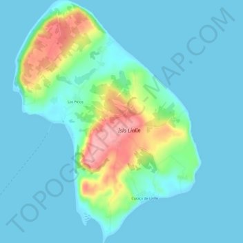 Mapa topográfico Isla Linlín, altitud, relieve