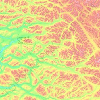 Mapa topográfico Hess River, altitud, relieve
