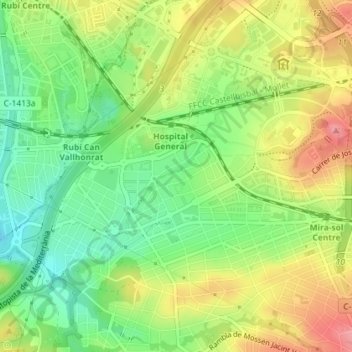 Mapa topográfico Mira-sol, altitud, relieve