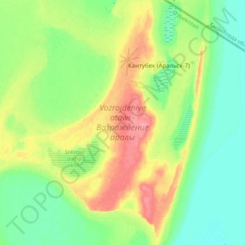Mapa topográfico Isla Renacimiento, altitud, relieve