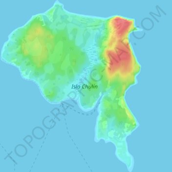 Mapa topográfico Isla Chulín, altitud, relieve