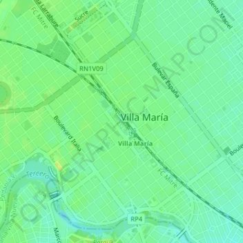 Mapa topográfico Parque de la Vida, altitud, relieve