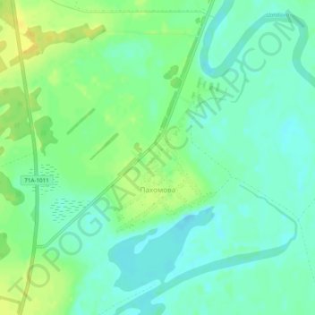 Mapa topográfico Пахомова, altitud, relieve