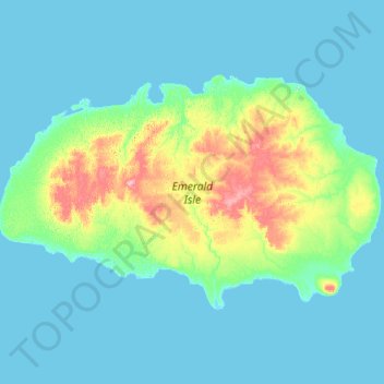 Mapa topográfico Emerald Isle, altitud, relieve