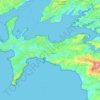 Mapa topográfico Presqu'île de Crozon, altitud, relieve