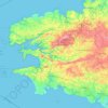 Mapa topográfico Finistère, altitud, relieve