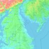 Mapa topográfico Delaware, altitud, relieve