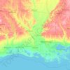 Mapa topográfico Luisiana, altitud, relieve