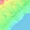 Mapa topográfico Carolina del Sur, altitud, relieve