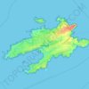 Mapa topográfico Ouessant, altitud, relieve