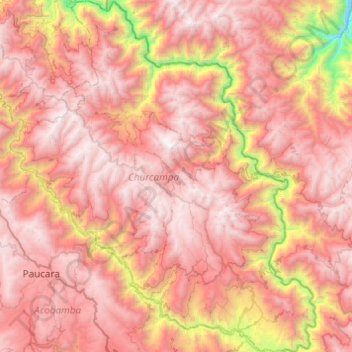 Mapa topográfico Churcampa, altitud, relieve