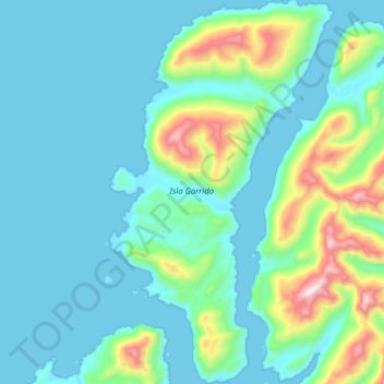 Mapa topográfico Isla Garrido, altitud, relieve