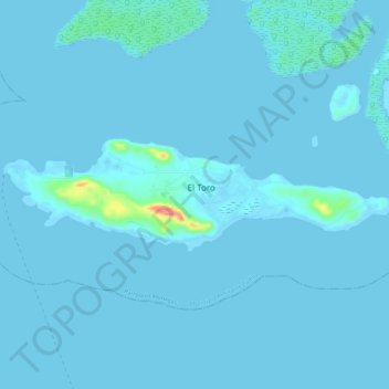 Mapa topográfico Isla de Toas, altitud, relieve