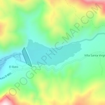 Mapa topográfico Embalse El Bato, altitud, relieve